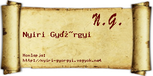 Nyiri Györgyi névjegykártya