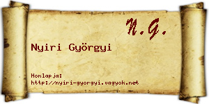 Nyiri Györgyi névjegykártya